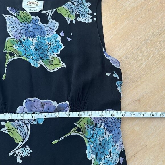Talbots Vintage Dress Black Fairy Romantic Floral 100% Silk MIDI Sleeveless Sz 6 - Picture 11 of 13